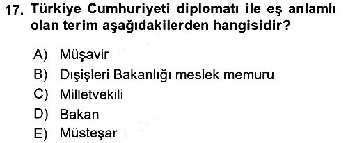 Diplomasi Tarihi 2015-2016 Tek Ders Sınavı - 17. soru