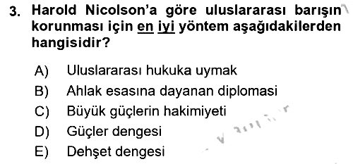 Diplomasi Tarihi 2018-2019 Yaz Okulu Sınavı - 3. soru