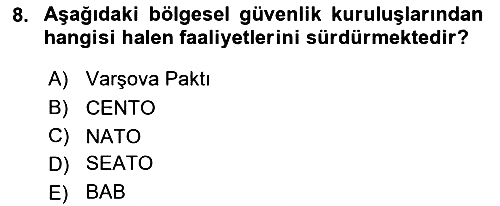 Diplomasi Tarihi 2021-2022 Yaz Okulu Sınavı - 8. soru