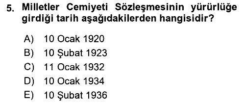Diplomasi Tarihi 2022-2023 Yaz Okulu Sınavı - 5. soru