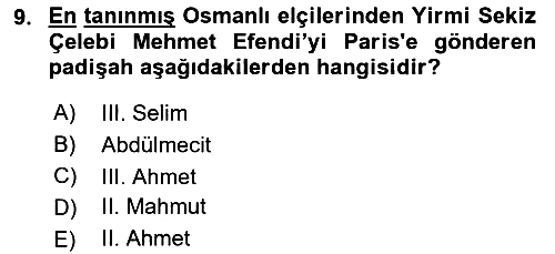 Diplomasi Tarihi 2022-2023 Yaz Okulu Sınavı - 9. soru