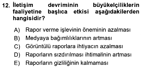Diplomasi Tarihi 2023-2024 Yaz Okulu Sınavı - 12. soru