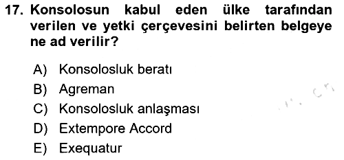 Diplomasi Tarihi 2023-2024 Yaz Okulu Sınavı - 17. soru
