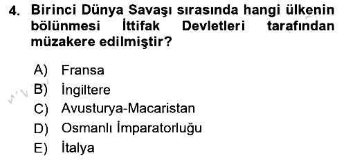 Diplomasi Tarihi 2024-2025 Yaz Okulu Sınavı - 4. soru