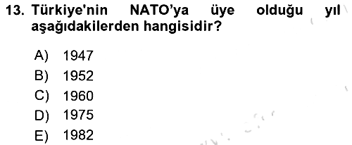 Diplomasi Tarihi 2024-2025 Yaz Okulu Sınavı - 13. soru