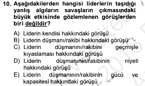 Diş Politika Analizi 2012-2013 Ara Sınav - 10. soru