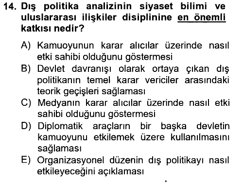 Diş Politika Analizi 2012-2013 Ara Sınav - 14. soru