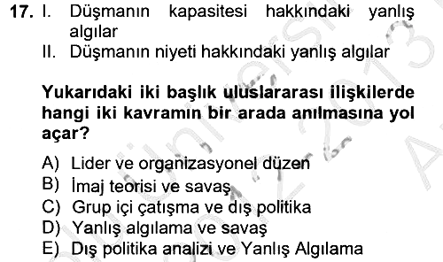 Diş Politika Analizi 2012-2013 Ara Sınav - 17. soru