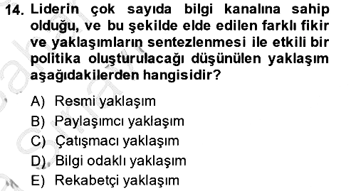 Diş Politika Analizi 2013-2014 Ara Sınav - 14. soru