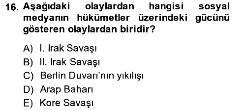 Diş Politika Analizi 2013-2014 Ara Sınav - 16. soru