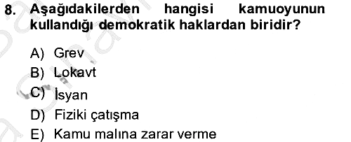 Diş Politika Analizi 2014-2015 Ara Sınav - 8. soru