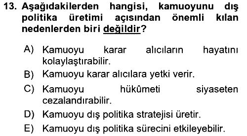 Diş Politika Analizi 2016-2017 Ara Sınav - 13. soru