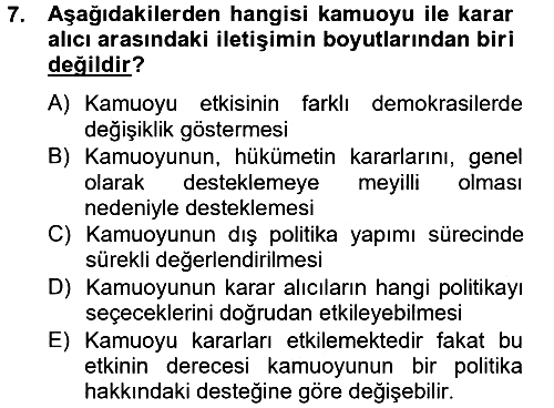 Diş Politika Analizi 2012-2013 Dönem Sonu Sınavı - 7. soru