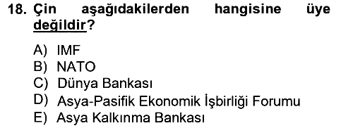 Diş Politika Analizi 2012-2013 Dönem Sonu Sınavı - 18. soru