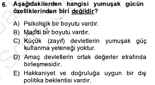 Diş Politika Analizi 2013-2014 Dönem Sonu Sınavı - 6. soru