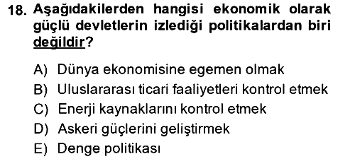 Diş Politika Analizi 2013-2014 Dönem Sonu Sınavı - 18. soru