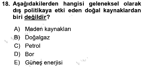 Diş Politika Analizi 2015-2016 Dönem Sonu Sınavı - 18. soru