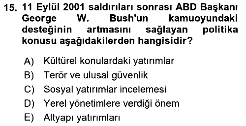 Diş Politika Analizi 2018-2019 Dönem Sonu Sınavı - 15. soru