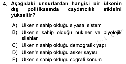 Diş Politika Analizi 2021-2022 Dönem Sonu Sınavı - 4. soru
