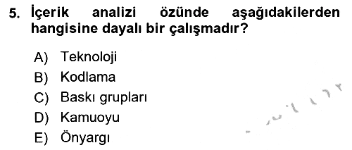 Diş Politika Analizi 2018-2019 Yaz Okulu Sınavı - 5. soru