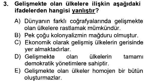 Gelişmekte Olan Ülkelerde Siyaset 2012-2013 Ara Sınav - 3. soru