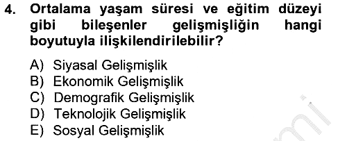 Gelişmekte Olan Ülkelerde Siyaset 2012-2013 Ara Sınav - 4. soru