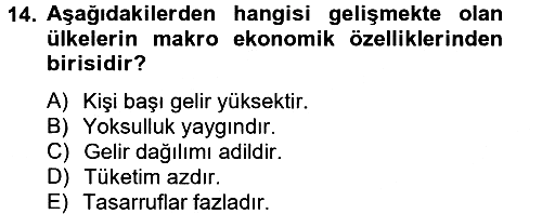 Gelişmekte Olan Ülkelerde Siyaset 2012-2013 Ara Sınav - 14. soru