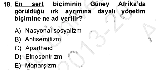 Gelişmekte Olan Ülkelerde Siyaset 2013-2014 Ara Sınav - 18. soru