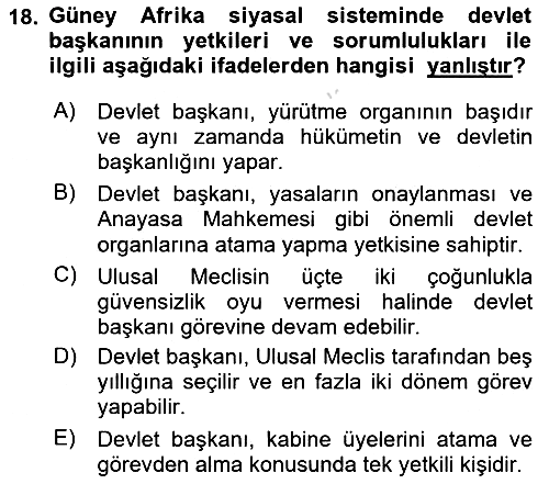 Gelişmekte Olan Ülkelerde Siyaset 2024-2025 Ara Sınav - 18. soru