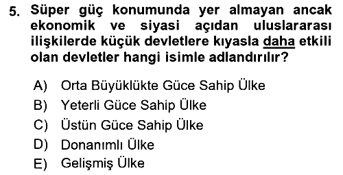 Gelişmekte Olan Ülkelerde Siyaset 2025-2026 Ara Sınav - 5. soru