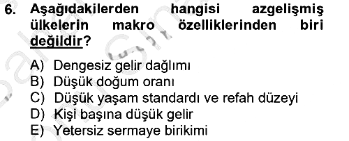 Gelişmekte Olan Ülkelerde Siyaset 2012-2013 Dönem Sonu Sınavı - 6. soru