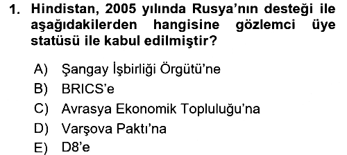 Gelişmekte Olan Ülkelerde Siyaset 2017-2018 Dönem Sonu Sınavı - 1. soru
