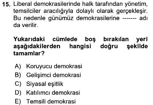 İnsan Hakları ve Demokratikleşme Süreci 2017-2018 Dönem Sonu Sınavı - 15. soru