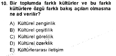 Küreselleşme ve Kültürlerarası İletişim 2014-2015 Ara Sınav - 10. soru