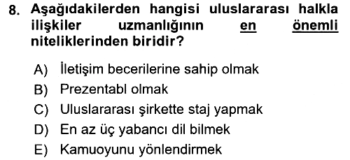 Küreselleşme ve Kültürlerarası İletişim 2016-2017 Ara Sınav - 8. soru