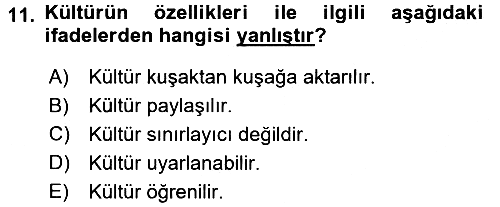 Küreselleşme ve Kültürlerarası İletişim 2016-2017 Ara Sınav - 11. soru