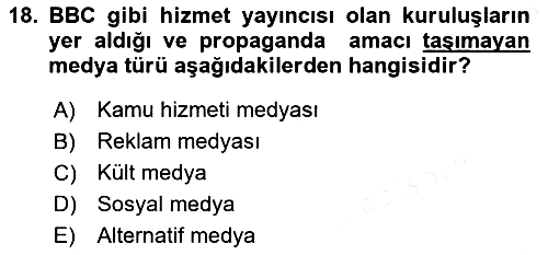 Küreselleşme ve Kültürlerarası İletişim 2018-2019 Ara Sınav - 18. soru