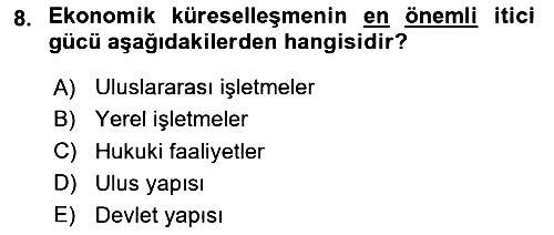 Küreselleşme ve Kültürlerarası İletişim 2024-2025 Ara Sınav - 8. soru