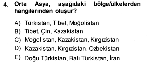 Orta Asya ve Kafkaslarda Siyaset 2013-2014 Dönem Sonu Sınavı - 4. soru