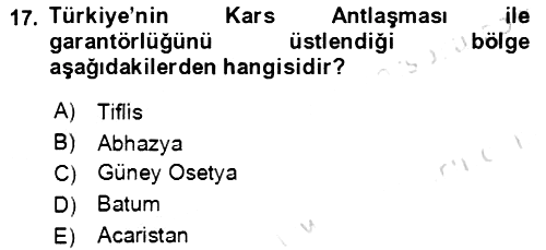 Orta Asya ve Kafkaslarda Siyaset 2021-2022 Yaz Okulu Sınavı - 17. soru