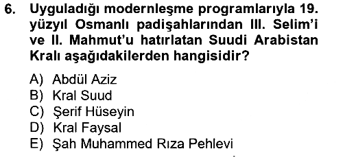Orta Doğuda Siyaset 2012-2013 Ara Sınav - 6. soru