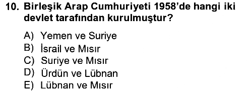 Orta Doğuda Siyaset 2012-2013 Ara Sınav - 10. soru