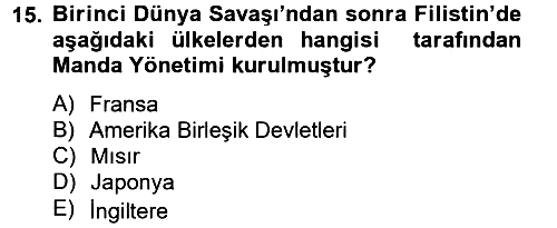 Orta Doğuda Siyaset 2012-2013 Ara Sınav - 15. soru
