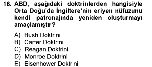 Orta Doğuda Siyaset 2012-2013 Ara Sınav - 16. soru