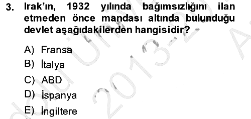 Orta Doğuda Siyaset 2013-2014 Ara Sınav - 3. soru