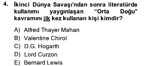 Orta Doğuda Siyaset 2013-2014 Ara Sınav - 4. soru