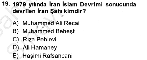 Orta Doğuda Siyaset 2013-2014 Ara Sınav - 19. soru