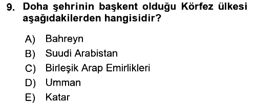 Orta Doğuda Siyaset 2015-2016 Ara Sınav - 9. soru