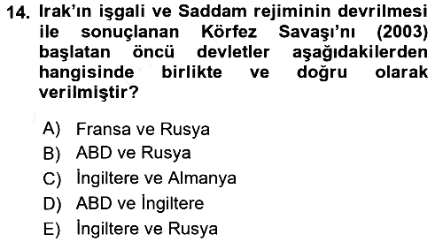 Orta Doğuda Siyaset 2015-2016 Ara Sınav - 14. soru