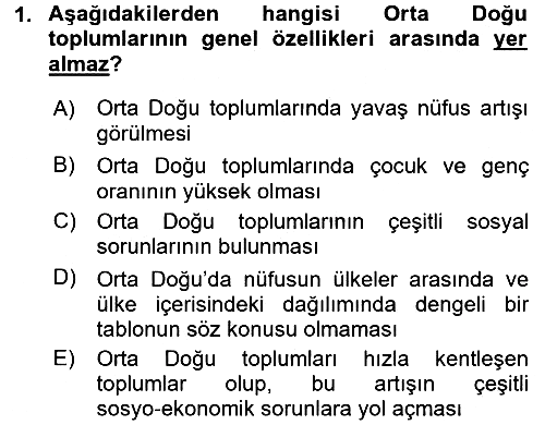 Orta Doğuda Siyaset 2016-2017 Ara Sınav - 1. soru